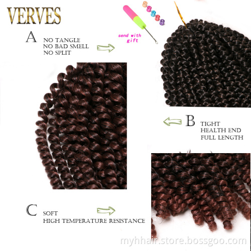 Synthetic Wholesale 8 inch Ombre Synthetic Braiding Hair Spring Twist Bounce Crochet Braids Spring Twist Hair